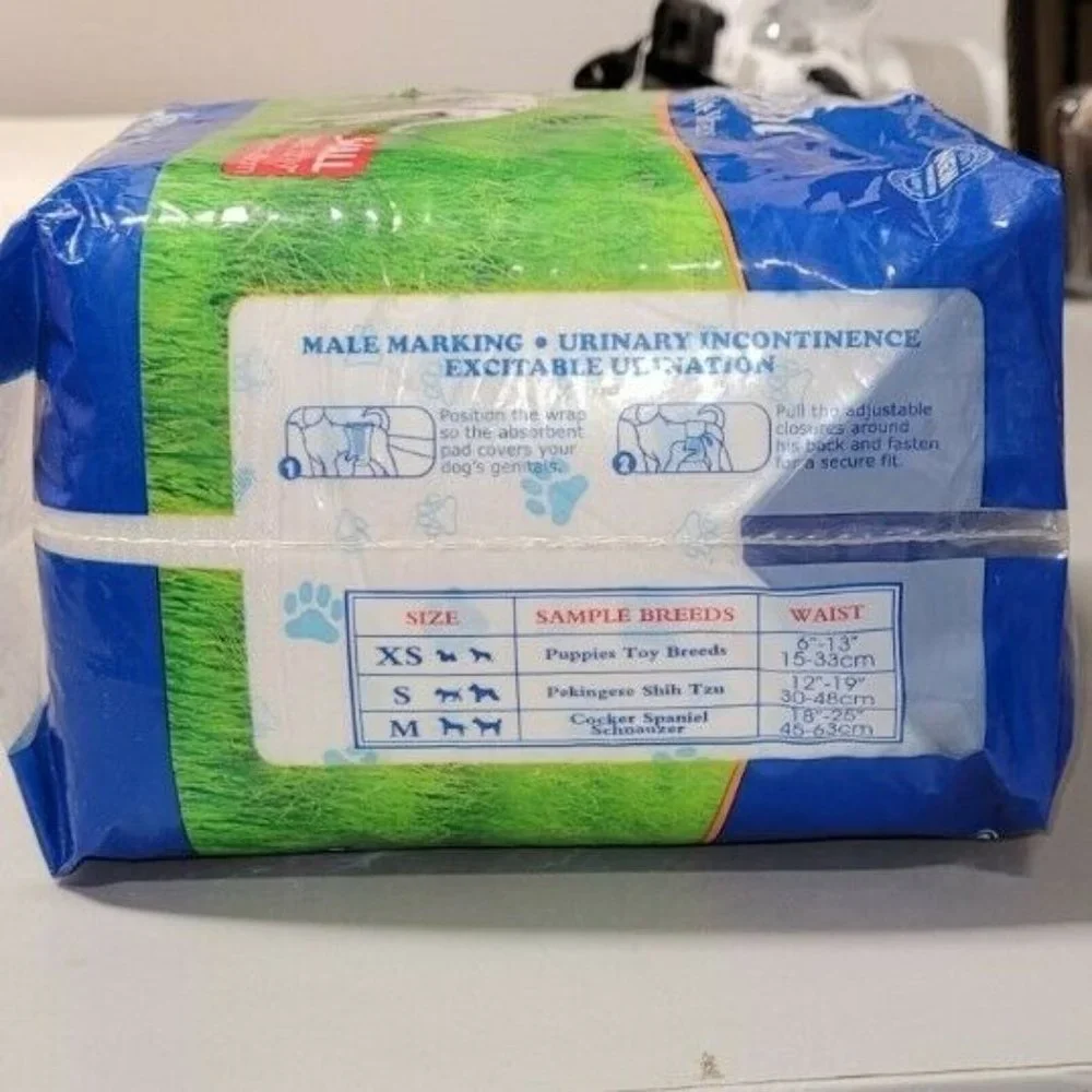 12 Pack Dog Wraps Doggie Diapers Pet Soft Disposable Male Wrap Dog Diaper Small